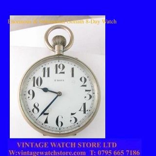 Enormous WW1 Silver Goliath Patent 8 Day Patent 114 mm Pocket Watch