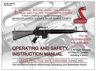BUSHMASTER XM15 RIFLE OWNERS INSTRUCTION USER GUIDE MANUAL ON CD XM
