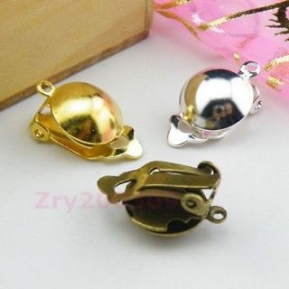 Ball Pad Clip On Earring Ear wire With Loop Silver/Gold/Br onze R0078