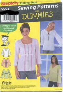 Simplicity 5553 Sewing Patterns for Dummies Misses Easy Pullover Tops