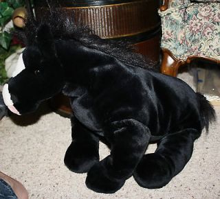 Plush Black Stallion Horse 30 Toy Pet Pillow GORGEOUS NWOT