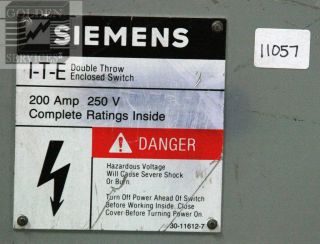Siemens I T E NFR324DTK Double Throw Enclosed Switch 240V 200A 3PH