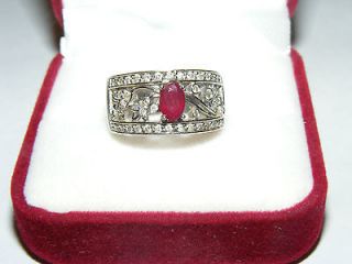 14kt White Gold   ( EFFY  BH) Ruby and Diamond White Gold Ring   1cttw
