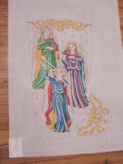 Edie Ginger Angels Musical Hand Painted Needlepoint Canvas Stocking B
