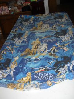 Vintage 1977 Star Wars Double Fitted bed sheet dark blue style used