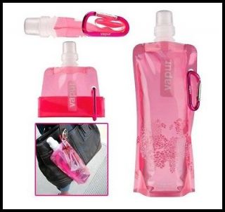 FOLDABLE WATER DRINK BOTTLE ECO REUSABLE FREEZABLE WITH CARABINER