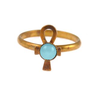 ANKH Ring, Hematite, Turquoise Stone, adjustable, CROSS, Egyption