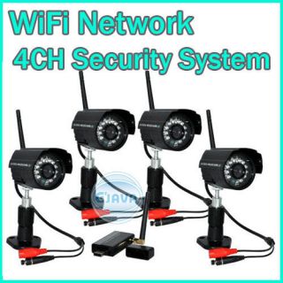 4CH Digital Wireless In/outdoor Camera Security CCTV System Kit