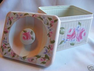 Hand Painted Tin   Roses   Flowers & Leaves   Shabby Chic or Cottage