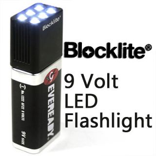 Blocklite 9 Volt LED Flashlight w/ 6 White Light Bulbs 9V Battery