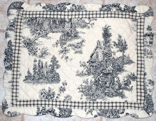 Waverly Garden Room Black COUNTRY LIFE Toile Plaid Quiletd Standard