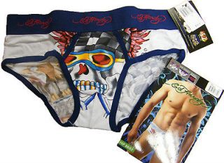ED HARDY underwear boxershort NAVY hipbrief RACING SKULLS size XL £9
