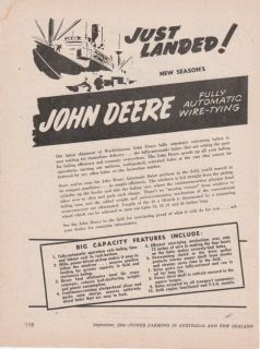 Vintage 1954 2 Pgs JOHN DEERE HAY BALERS Advertisement
