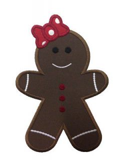 Applique Gingerbread Girl With A Bow Machine Embroidery Design   4