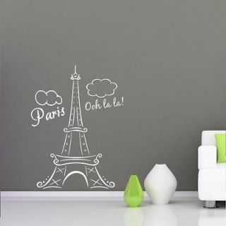 EIFFEL TOWER PARIS FRANCE OOH LA LA Clouds Vinyl Wall Decal Decor Art