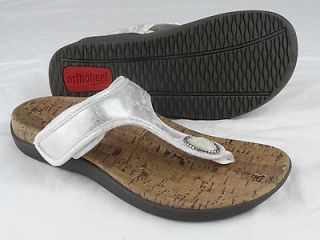 ORTHAHEEL Womens HONEY Orthotic Thong Sandals Jewel Detail White Sz