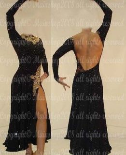 Standard Party Waltz Tango Everday Dance Dress US 8 UK 10 Black Gold