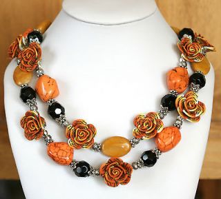 Cowgirl Rodeo Western Orange Turquoise Yellow Jasper Tiger Flowers