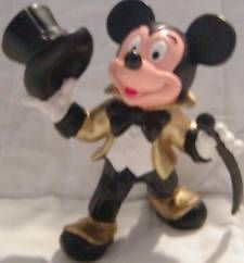 Mouse with Top Hat Cane Gold 3 inch tall Plastic Figurine Figure