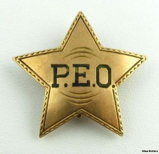 Sorority Badge   14k Yellow Gold Star 1914 Large Education PEO