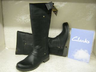 Clarks Neeve Ella GTX Black Leather Long Casual Zip Up Waterproof