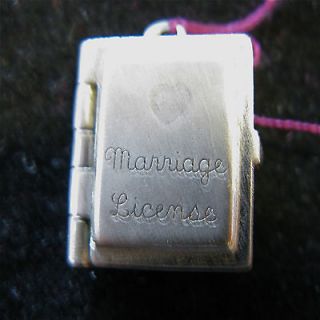 Rare Antique Sterling Silver marriage License Locket Charm, Signed