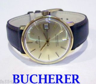 Solid 18K BUCHERER CHRONOMETER Mens Automatic Watch 1530 1960s*EXLNT