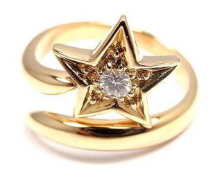 MINT AUTHENTIC CHANEL COMETE 18K YELLOW GOLD DIAMOND STAR BAND RING
