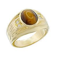 Mens Genuine Tiger Eye 18KT Gold Plated Ring New