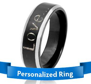 NEW PERSONALIZED SILVER COLOR STAINLESS STEEL COMFORT FIT PROMISE RING