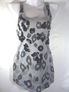 Express Grey Black Sleeveless Animal Print Casual Dress Tank Top Sz