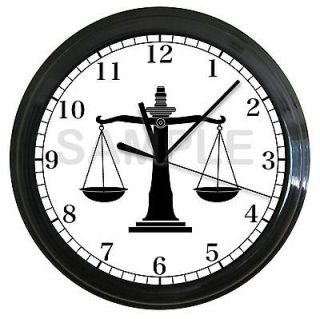 SCALES OF JUSTICE WALL CLOCK ATTORNEY LAWYER LAW FIRM