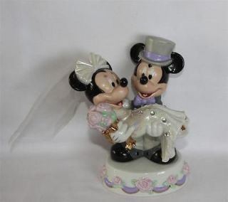 & Minnie Mouse Wedding Cake Topper Rhinestones Gold Iridescent NWT