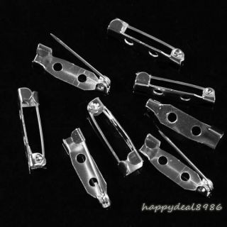 100pcs Silver Plated Safety Catch Back Bar Pin Brooch Findings