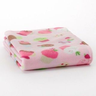New Girls Infant Baby PINK CUPCAKE Plush Soft Fleece Throw Blanket
