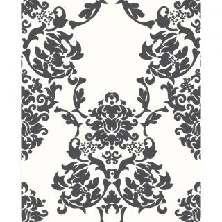Graham and Brown 18126 Suzanne Wallpaper, White/Black, Covers 56 Sq Ft