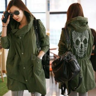 Fashion Womens Long Hooded Coat Oversized Parkas Trench Military