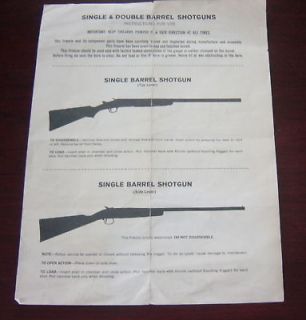 SAVAGE 1974 GUN INSTRUCT SINGLE DOUBLE BARREL SHOTGUN