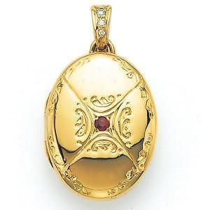 Victor Mayer 18K Gold Diamond Locket With Ruby Jewelry