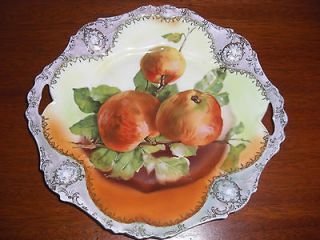 PROV SXE PRUSSIA ES GERMANY PORCELAIN FRUIT PLATE WITH HANDLES 10 1/2