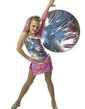 Dance Costume Pink Metallic Stars Mesh Top & Skort Tap Jazz Hip Hop