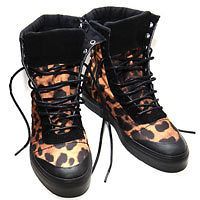 sha2602 hi top reopard animal pattern sneakers combat styled