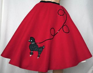New Red 50s Poodle Skirt Adult Size Medium Waist 30 38 L25