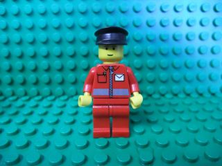 MALE TOWN CITY LEGO FIGURE   RED POST OFFICE WORKER