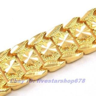 16mm42g REAL MEN 18K YELLOW GOLD GP BRACELET SOLID FILL GEP CHAIN
