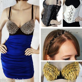 Top Spiked Goth Club Chains Metallic Belly Dance Hipster Celeb Gold