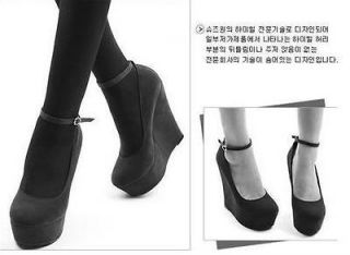 Fashion Sexy Womens New Black Wedge Strappy Platform High Heel Buckle