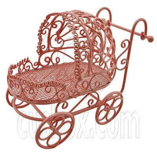 Pink Wire Nursery Baby Stroller Pram New 1/12 Dolls House Dollhouse