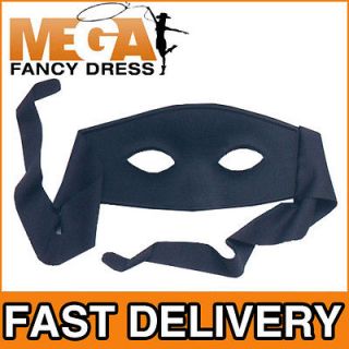 Black Bandit Eye Mask Masquerade Ball Zorro Burgular Fancy Dress
