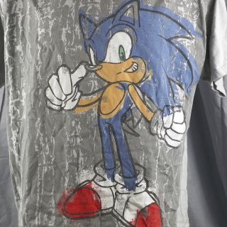 Sonic the Hedgehog T Shirt XL Sega Video Game Distressed Graphic Gray